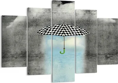 Produktbild von Bild auf Leinwand - Leinwandbild - Regenschirm Regen Abbildung Phantasie - 150x100cm - Wand Bild - Wanddeko - Leinwanddruck - Bilder - Kunstdruck - Leinwand bilder - Wandkunst - EA150x100-3103