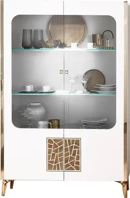 Produktbild von Vitrine Stella 2-Türig in Weiß/Gold