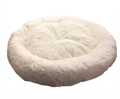 Productafbeelding van Hondenbed, rond, wasbaar, pluche, donutvorm, XXL, 120 cm, wit