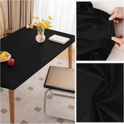 Produktbild von Schutz für die Tischoberfläche Wasserfeste Tischschutzhülle aus Kunstleder – Vinyl-Tischdecke mit rutschfestem Gummirand(90X150cm)