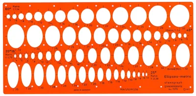 Produktbild von Standardgraph Ellipsenschablone 4 Projektionswinkel mit 20°-50°
