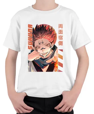 Produktbild von Sukuna Jujutsu Kaisen Ryomen Dämon Flamme Manga Anime Ästhetik Kinder T-Shirt, Weiß, 104
