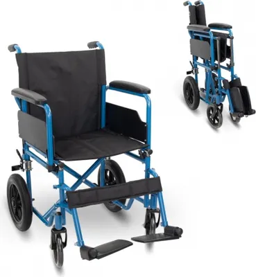 Produktbild von Mobiclinic, Faltrollstuhl, Marsella, Schnellspanner-Räder durch Druckknopf abnehmbar, stabil, Sitzbreite 46 cm, Bremshebel, 12"-Reifen