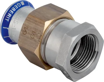 Produktbild von Geberit GE Mapress ES, Uebergangsverschraubung, m. UeWM, Messing, d18mm, Rp1/2, 1 Stk.