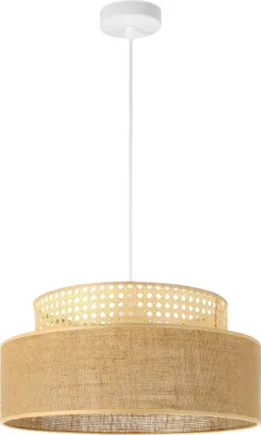 Image de FKL DESIGN Home Deco Lampe à suspendre Ecru Marron Éclairage Lampe à suspendre de la série BE110-H-EB (Ecru, Marron)