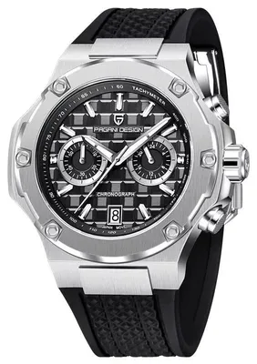 Produktbild von Herrenuhr Pagani Design Querl, Silikonarmband, Silber/Schwarz