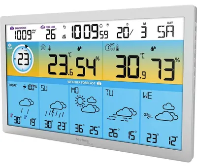 Obrázok produktu pre Technoline WD 2500, Šedá, Vonkajší teplomer, Vnútorný teplomer, Vnútorný vlhkomer, Vonkajší vlhkomer, Zrážky,..., Vlhkomer, Barometer, Teplomer, Zrážky, 373 mm, 30 mm, 228 mm