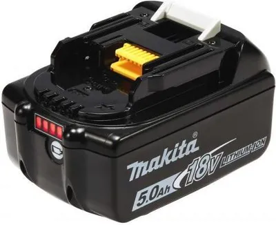 A black Makita 18V 5.0 Ah lithium-ion battery pack.