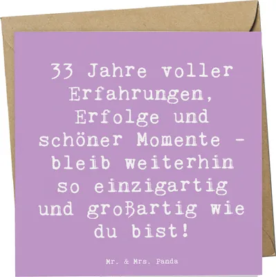 Produktbild von Mr. & Mrs. Panda Klappkarte Spruch 33. Geburtstag - Lavendeltraum - Geschenk, Glückwunschkarte, Grußkarte, Alter, doppelkarte, Happy Birthday, faltkarte, einzigartiges