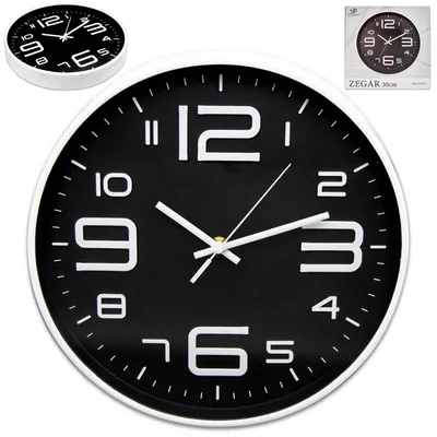 Zdjęcie produktu dla ZEGAR ŚCIENNY 30cm KWARCOWY na ścianę NOWOCZESNY cichy czytelny okrągły