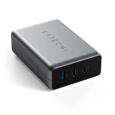 Image de Satechi USB-C 3-port GaN Compact Chargeur – Technologie GaN Puissante – Triple Ports de Charge USB – Protection Contre Surcharges et Courts-Circuits