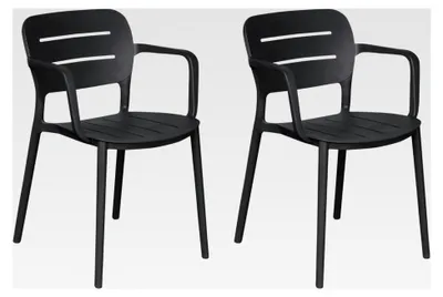 Produktbild von Veti Stapelstühle 52,5x53x79cm Gartenstühle Terrassenstühle Bistrostühle (Anthrazit, 2er Set)