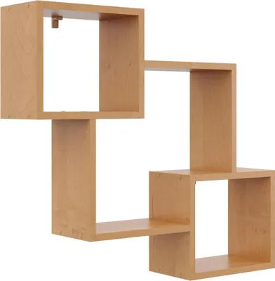 Produktbild von Elegantes Wandregal Erle – Modernes Hängeregal für Bücher & Deko, Geometrisches Design, Skandi-Stil, 71 × 78 cm