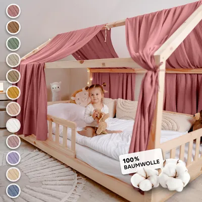Produktbild von Hausbett Himmel 2er-Set aus 100% Musselin - für Kinderbett