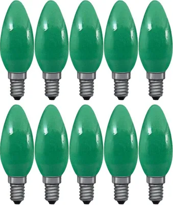 Produktbild von 10 x Paulmann Glühbirne Kerze 25W E14 GRÜN Glühlampe 25 Watt