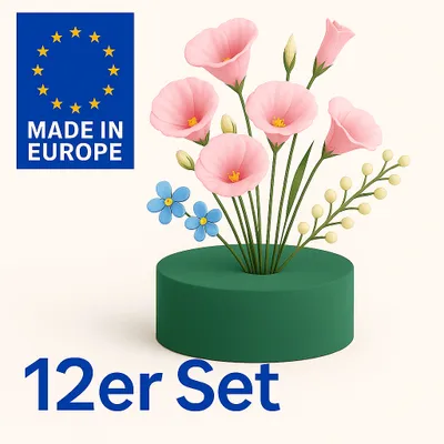 Produktbild von 12x Steckziegel Rund Steckschaum Steckschwamm Steckmasse Blumen Steckmoos Ø14 cm