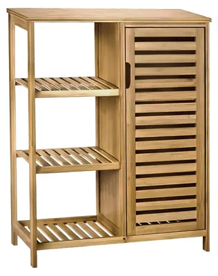 Zdjęcie produktu dla Szafka łazienkowa z bambusa z 3 półkami - 87 x 66 x 33 cm