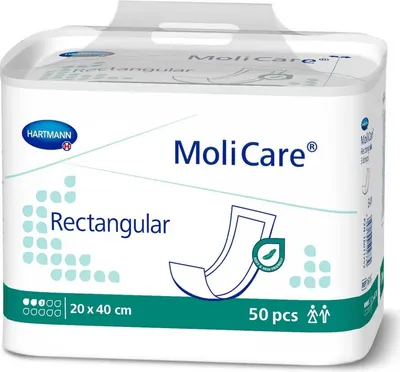 Produktbild von MoliCare® Rectangular Einlagen 3 Tropfen – 20x40 cm, 50 Stück für leichten Inkontinenzschutz