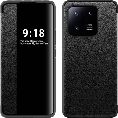 Image de Etui pour Xiaomi 13 Pro étui fin à rabat en cuirPolyuréthaneavec fenêtre d'affichage noir