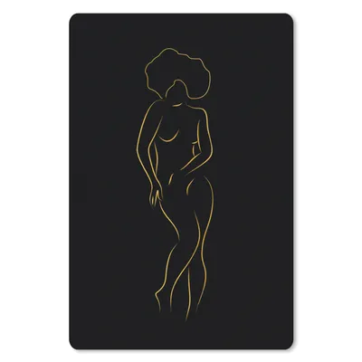 Produktbild von MuchoWow® Mauspad Mousepad Frau - Gold - Schwarz - Strichzeichnung 18x27 cm - Mousepads - Maus Mat - Pad - Mausunterlage