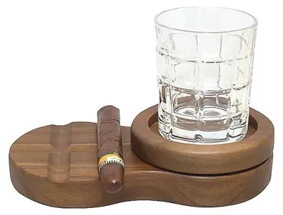 Produktbild von Whiskyglas 310 ml mit Holzuntersetzer