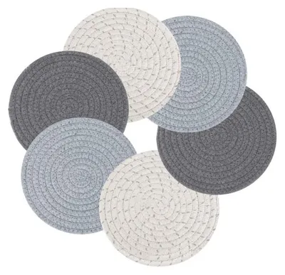Imagen del producto de Protectores de mesa redondos de algodón, juego de 6, resistentes al calor y lavables