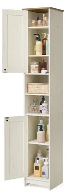 Image de Armoire de salle de bain avec étagères réglables | Blanc | 30x30x170 cm