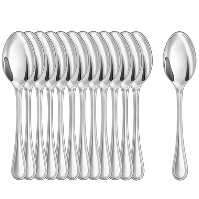 Immagine prodotto di 12 cucchiaini in acciaio inossidabile, eleganti posate da tavola dal design semplice
