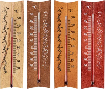 Image de thermomètre d'intérieur en bois avec motif | 010200