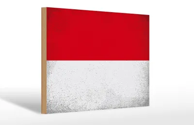 Produktbild von Holzschild Flagge Monaco 30x20cm Flag of Monaco Vintage