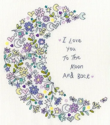 Obrázok produktu pre Bothy Threads sada na krížovú výšivku „Love You To The Moon“, XKA22, 21 x 24 cm