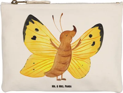 Produktbild von Mr. & Mrs. Panda Schlampermäppchen Schmetterling Zitronenfalter Größe M - Weiß - Geschenk, aufbewahrungstasche, Fakt, Kosmetiktasche, Etui, Motivation, Lustige Sprüche