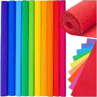Produktbild von Krepppapier 50x200 Cm Set 10 Farben – Dekoratives Bastelpapier Auf Rolle Für Schule, DIY, Blumen, Girlanden Und Geschenkverpackung