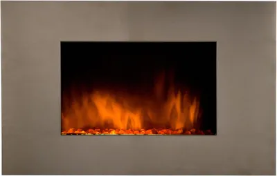 Image de CHEMIN'ARTE - Cheminée électrique Murale Pure Inox 90 cm Effet Flammes LED, Chauffage programmable, Télécommande