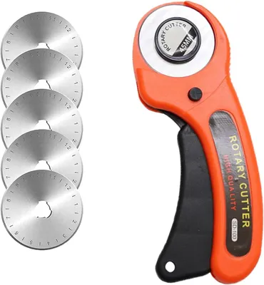 Productafbeelding van Roterend snijmes - 45 mm - Rolsnijset - Professioneel rolmes met 5 x reservemesjes - Ronde messen cutter voor stik - Stof - Leder