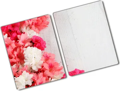 Produktbild von Tulup Glas Herdabdeckplatte - 2x40x52 cm - Glaskeramikkochfeld-Abdeckung Spritzschutz Glasabdeckplatte Kochplattenabdeckung und Schneidebrett - Zweiteilig - Blumen & Pflanzen - Blumen - Rosa