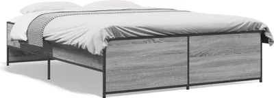Produktbild von (NEU 2026) Bettgestell moderne, Grau Sonoma 120x200 cm - Holzwerkstoff und Metall - Klassische Betten - 38.64 kg