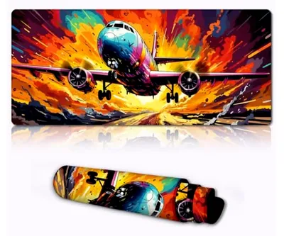 Produktbild von Mauspad im Flugzeugdesign, großes Mauspad (60 x 35 x 0,3 cm), ultradünn, für Büro und Gaming