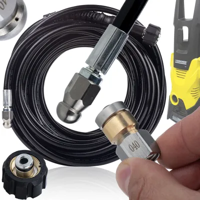 Produktbild von Hochdruckschlauch Ersatzteil 20m M22 Innengewinde – Nylonummantelung | 2 Düsen Set 1/4 Zoll | Kompatibel mit Kärcher K2–K7 HD HDS