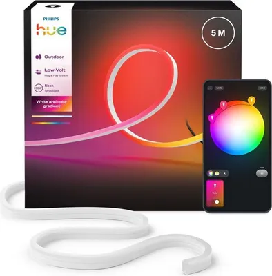 Produktbild von Philips Hue Neon LED Streifen für Außen, 5 Meter, 1100 lm, Ambiance, Einstellbar, Wetterfest
