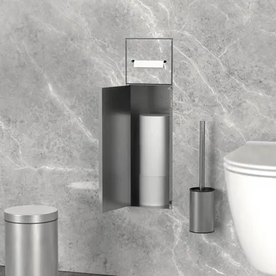 Inbouwkast Edelstahl 60x20x14 cm, befliesbar, mit WC-Rollenhalter