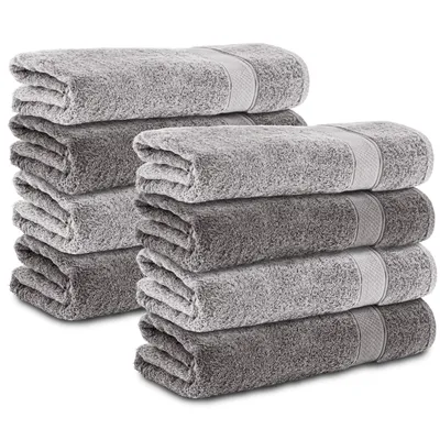 Produktbild von Komfortec 8er Handtücher 50x100 cm Set aus 100% Baumwolle, 470g/m², Frottee, Weich, Anthrazit/Silber