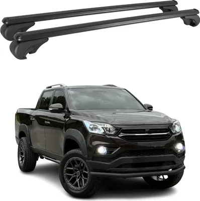 Image de Barres de toit Transversales pour Ssangyong Grand Musso 2018-2024 Aluminium Noir