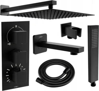 Obrázok produktu pre Mexen Cube DR02 vaňovo-sprchová podomietková súprava s dažďovými tryskami 30 cm, čierna - 77503DR0230-70