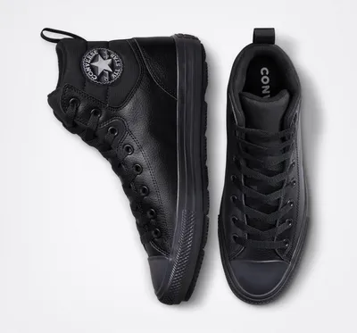 A pair of black Converse Chuck Taylor All Star Berkshire high-top sneakers are shown from a top-down perspective against a white background.
