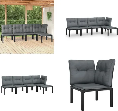 Image de vidaXL 5 pcs. Garden Lounge Set Noir et Gris Poly Rattan - Garden Lounge Set - Garden Lounge Sets - Lounge Set - Garden Lounge Set