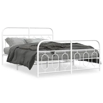 Obrázok produktu pre vidaXL Posteľný rošt s čelom a nohami kovový biely 140x190 cm
