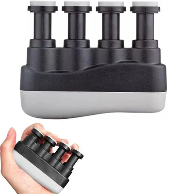 Image de Unyqoos® : Entraîneur pour les doigts des musiciens – résistance réglable, cœur en acier inoxydable, compact et portable, base en caoutchouc amovible, idéal pour la guitare et le piano