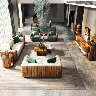 Produktbild von Komplett Set Sofagarnitur 4tlg. Sitzer Sideboard Design 5tlg Wohnzimmer Gruppe