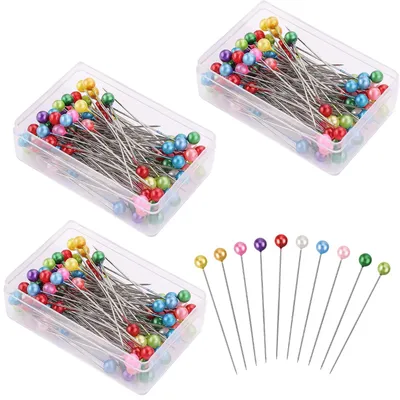 300 Stecknadeln mit Glaskopf, 36 mm, bunt, in Box
